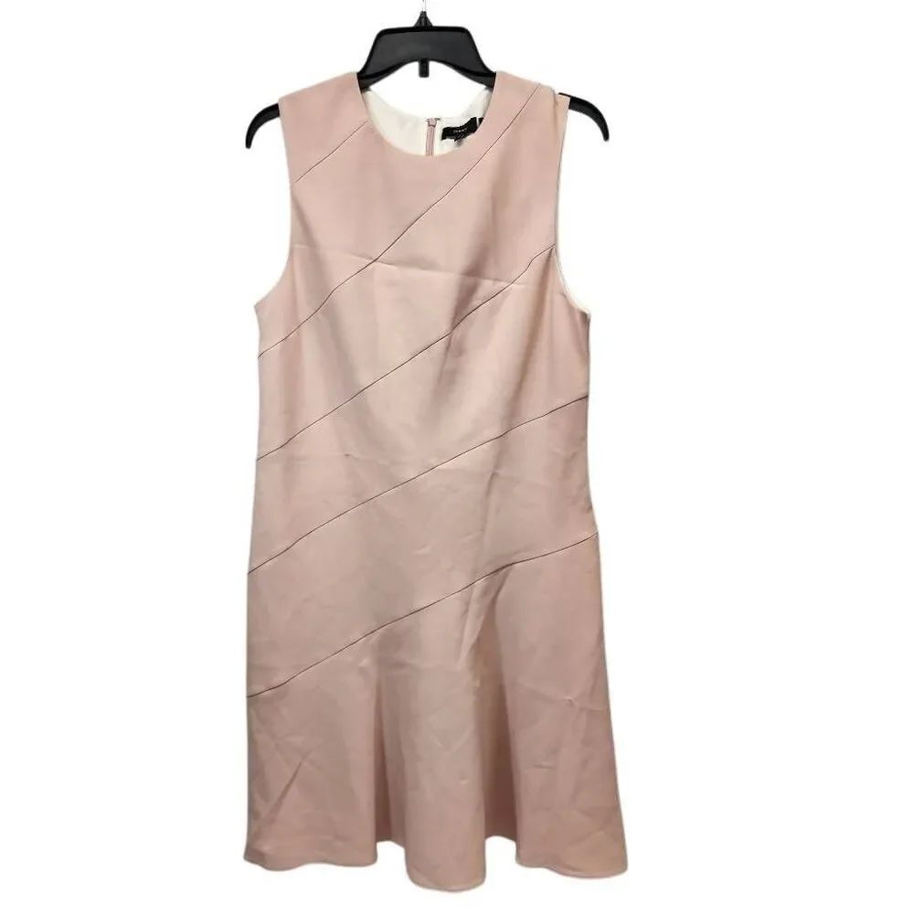 Theory Diag Drape Admiral Crepe Dress Pink Salt Size 12 NWT Career Workwear $395
